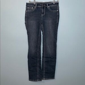 Y2K Embroidered and Rhinestone Bedazzled Earl Jeans Dark Wash Denim, Size 6